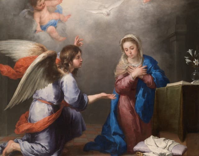 «La Anunciación» (detalle) de Bartolomé Esteban Murillo (1660). Museo del Prado.