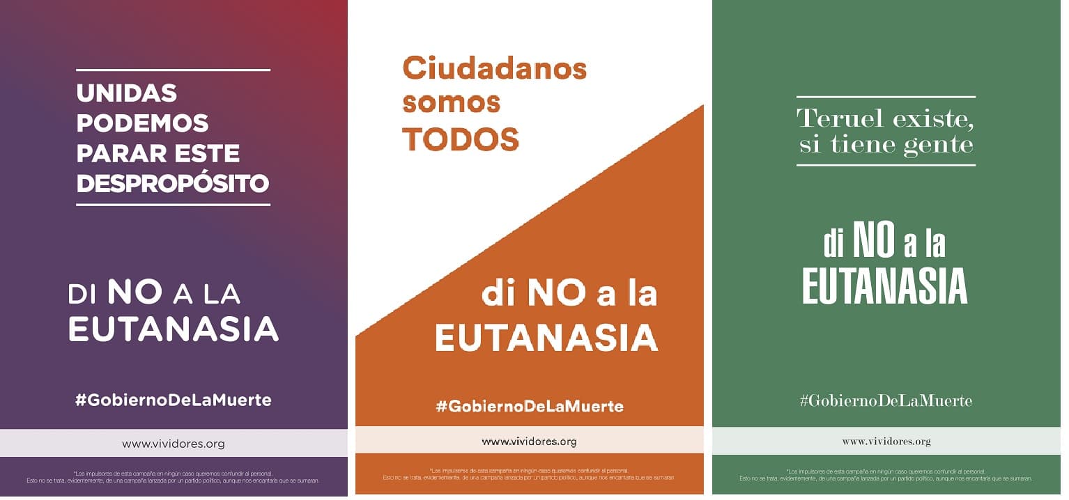 Carteles de Vividores para Podemos, Ciudadanos y Teruel Existe