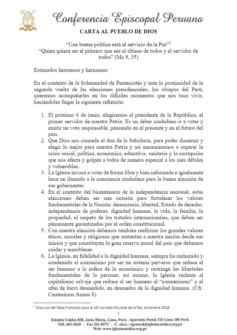 Carta de los obispos de Perú