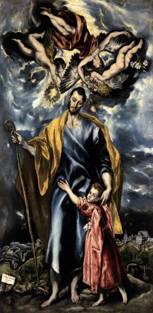 Pintura realizada por El Greco que muestra a un joven San José con el Niño Jesús
