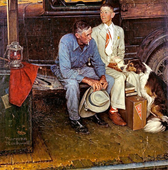 Padre e hijo en un cuadro de Norman Rockwell.