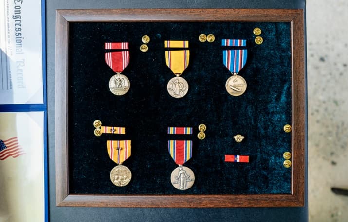 Medallas de la II Guerra Mundial recibidas por Ed Flaherty