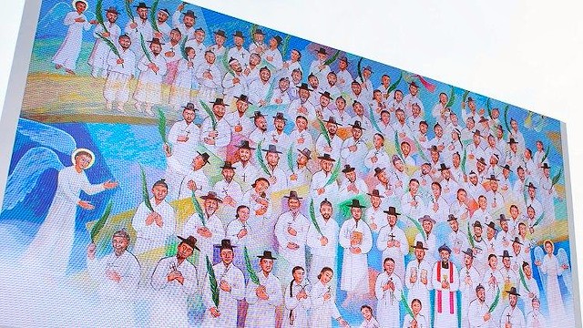 Mural con los mártires coreanos.