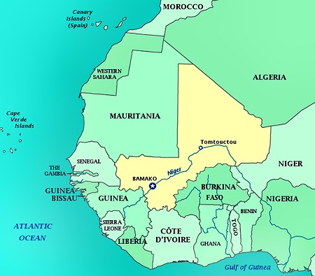 Mapa de Mali.