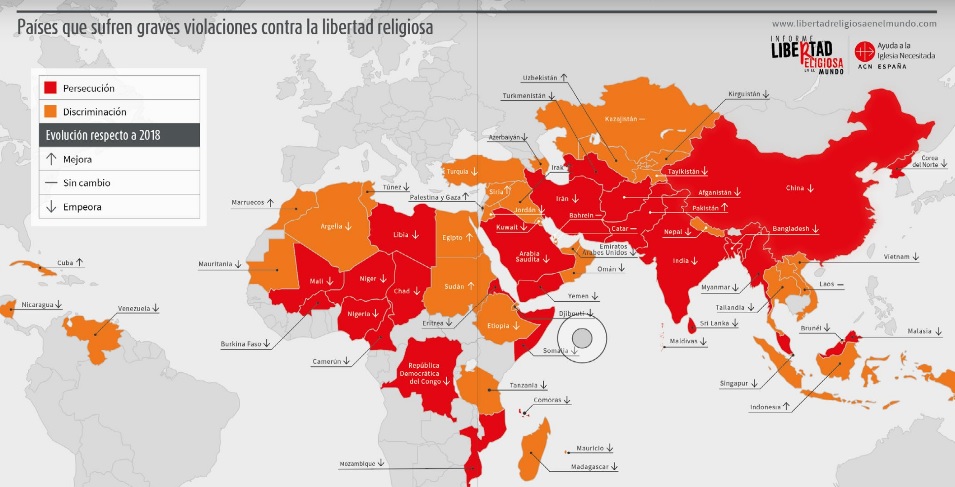 Países del mundo que sufren graves violaciones de la libertad religiosa. 