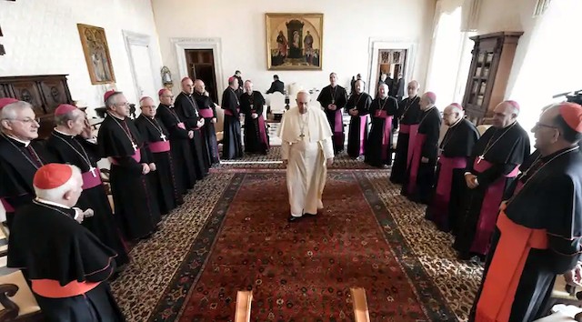 Los obispos españoles de tres provincias eclesiásticas levantinas, recibidas este viernes por el Papa en visita 'ad limina'.