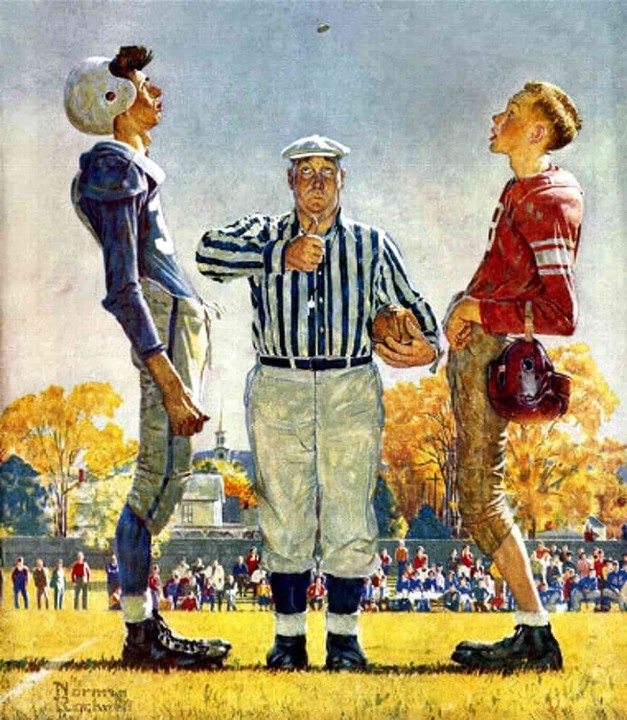 Norman Rockwell, 'Coin Toss' [Moneda al aire], 1950.