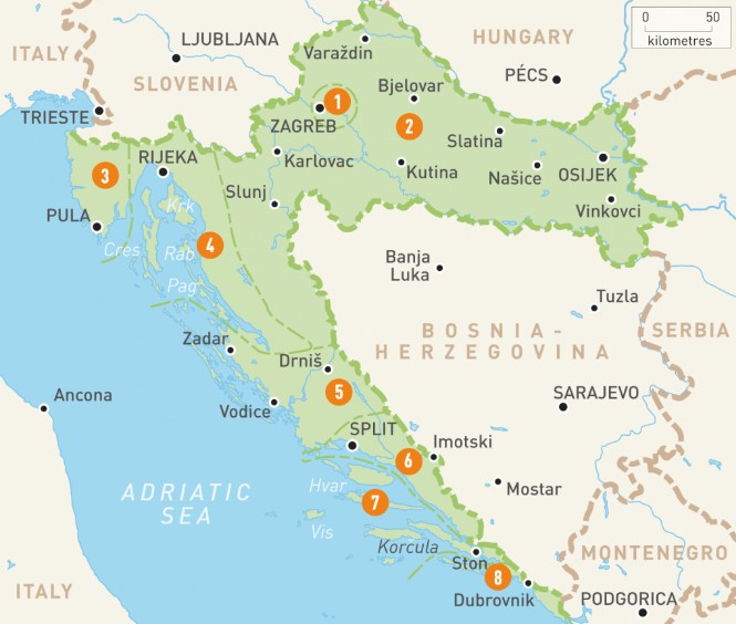 Mapa de Croacia.