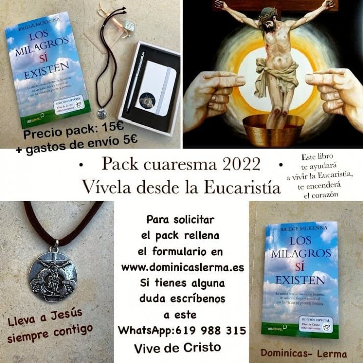 Pack de libro, medalla y cuaderno que ofrecen las dominicas de Lerma.