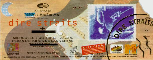 La entrada de Jesús García de 1992 para ver Dire Straits