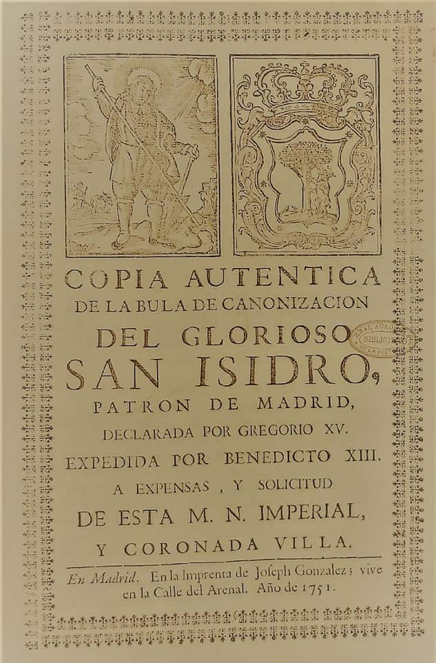 Copia de la bula de canonización de San Isidro hace 400 años