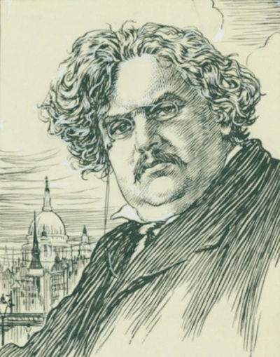Retrato dibujado de Chesterton.