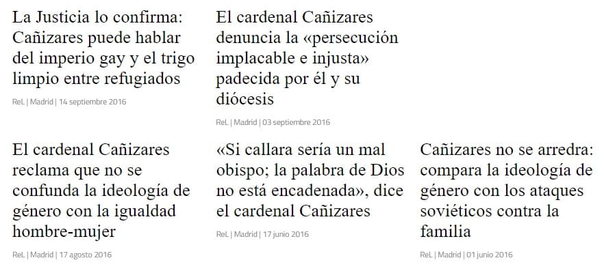 Titulares sobre el cardenal Cañizares
