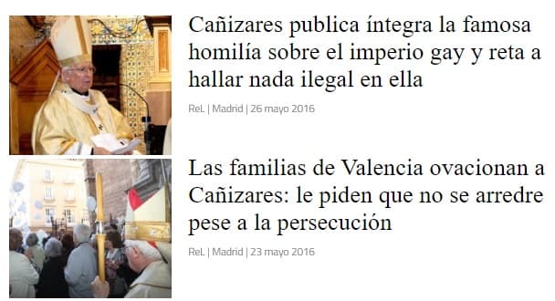 Titulares sobre el cardenal Cañizares