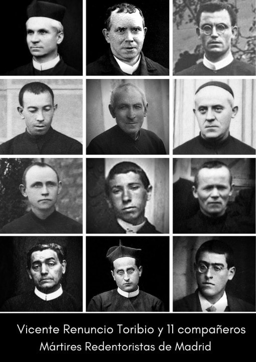 Los 12 mártires redentoristas asesinados en Madrid entre julio y noviembre de 1936