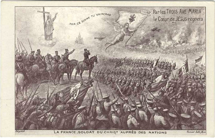 Un dibujo que representa al ejército francés como ejército de Cristo.