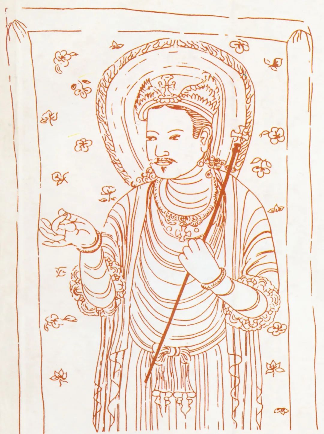 Reconstrucción de un icono de Jesús chino nestoriano, con cruz nestoriana en loto y signo de la paz, hacia el año 900