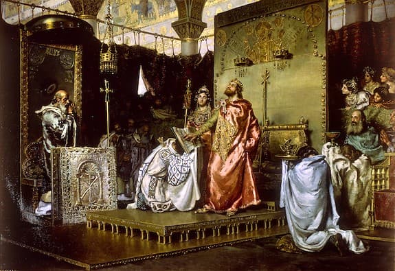 'La conversión de Recaredo' (1888), óleo de Antonio Muñoz Degrain que se conserva en el Senado de España.