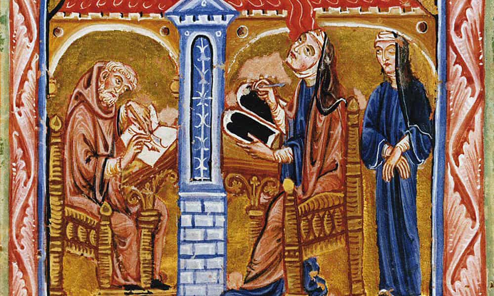 Hildegarda de Bingen en una miniatura medieval