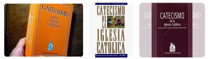 Varias portadas y ediciones del Catecismo de la Iglesia Católica
