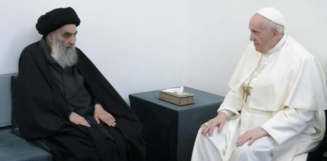 El Papa Francisco con Al-Sistani, gran ayatolá chií de Irak