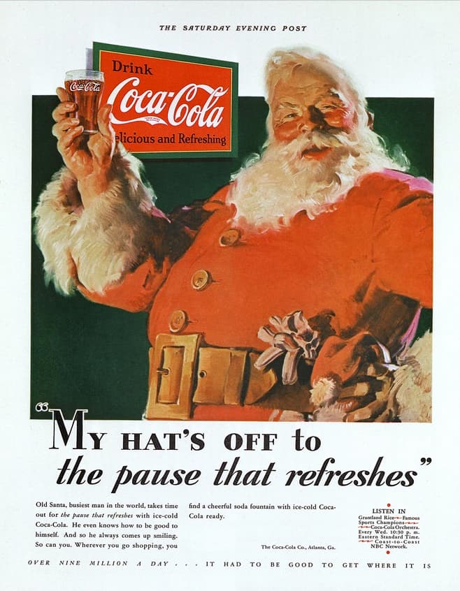 Santa Claus Años 30, dibujos de Sundblom para Coca Cola