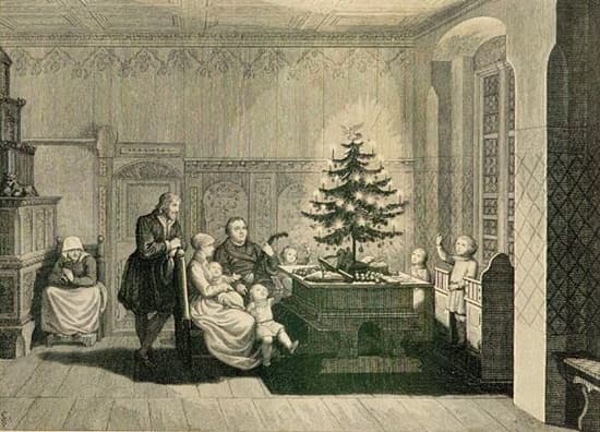 'Lutero y su familia en la Navidad de 1536 en Wittemberg', grabado de Carl August Schwerdgeburth.