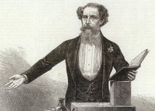 Charles Dickens, en una lectura pública de sus obras.