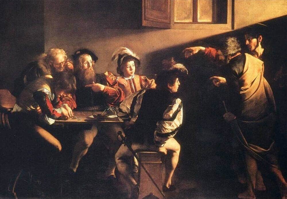 La vocación de San Mateo, de Caravaggio, año 1601