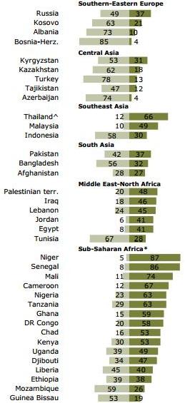 Musulmanes a favor de la poligamia Pew Research 2013