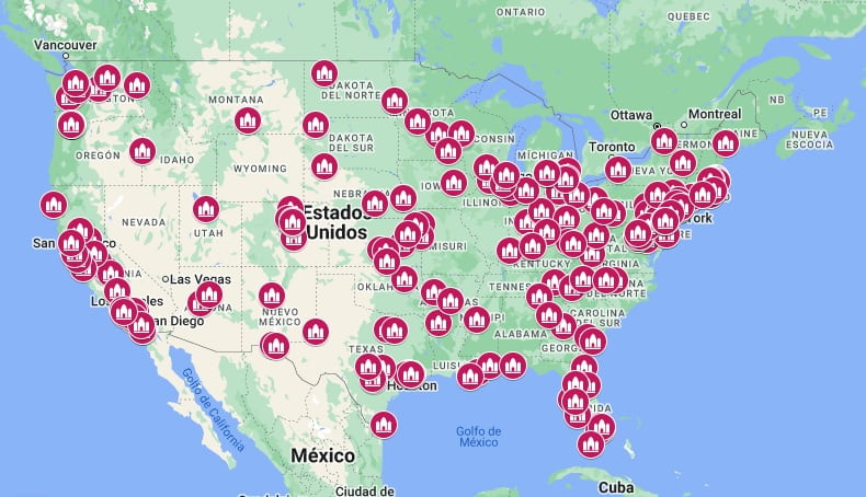 Mapa de ataques a iglesias. 