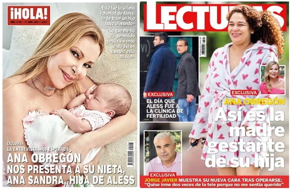 La portada del Hola muestra a Obregón y el bebé que adquirió, la de Lecturas la madre invisible que lo dio a luz