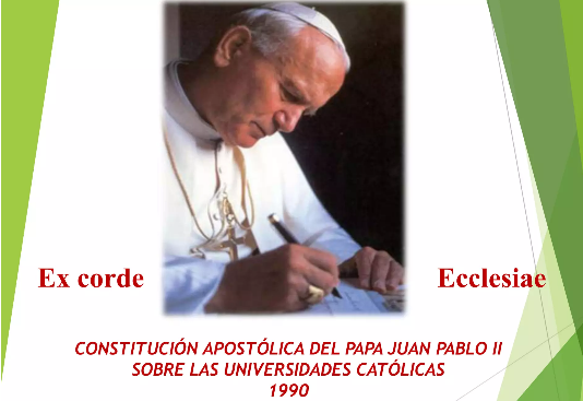 Carátula de la constitución apostólica 'Ex corde Ecclesiae'.