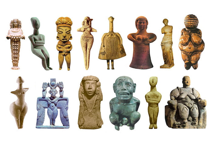 Figurillas e imágenes de diosas ligadas a la fertilidad o la maternidad