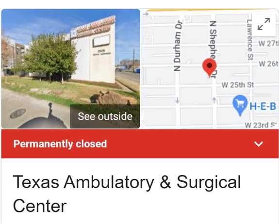La Texas Ambulatory & Surgical Center, clausurada.