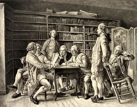 Lecture chez Diderot : une gravure de Louis Monziès (1849-1930).