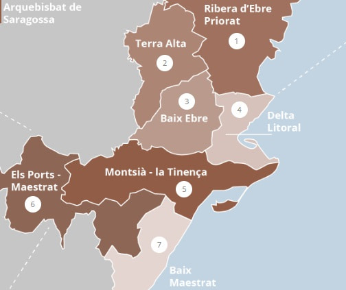 Mapa de arciprestazgos de la diócesis de Tortosa