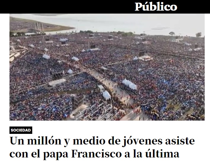 En la sección de vídeos metidos de agencias en Público se les coló uno sobre la misa multitudinaria del Papa