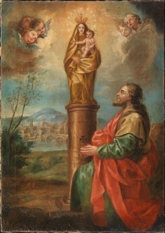 Cuadro en el que aparece Santiago ante la Virgen del Pilar.