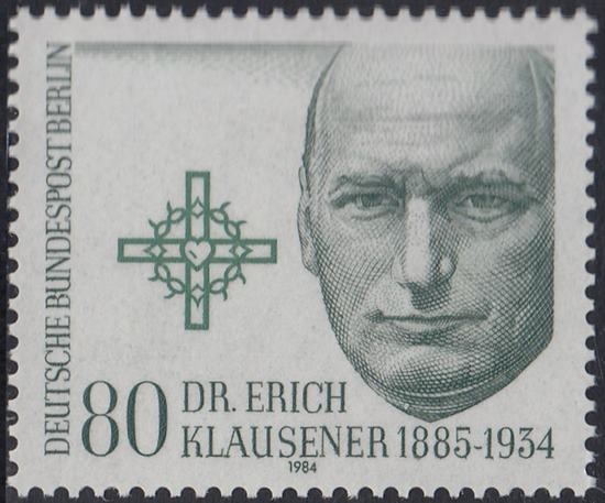 Sello conmemorativo de Erick Klausener, emitido en 1984.