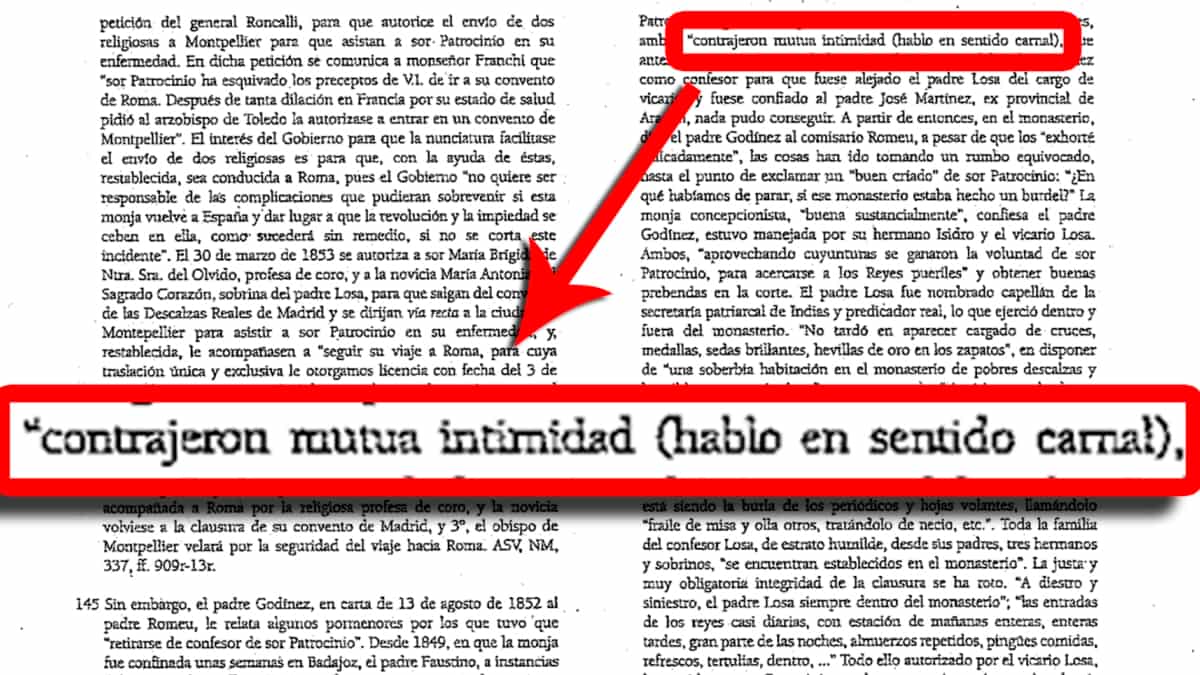 Transcripción incorrecta de Pedro Riquelme sobre Sor Patrocinio. 