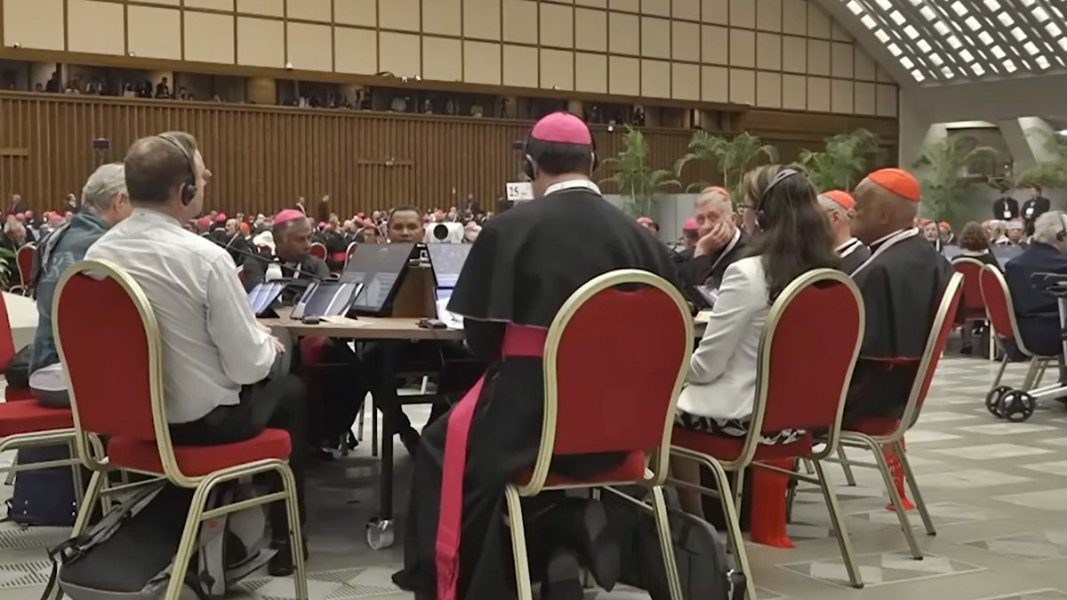 Una reunión del sínodo de la sinodalidad.