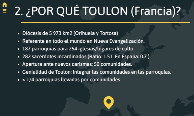 Cuadro con los datos de la diócesis de Toulon