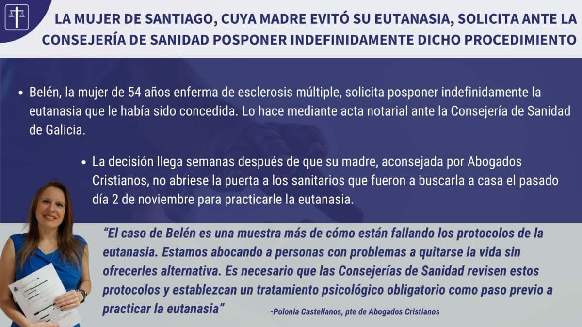 Comunicado de Abogados Cristianos sobre la eutanasia de la enferma gallega de  esclerosis. 