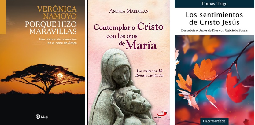 Portadas de libros espirituales de Verónica Namoyo, Andrea Mardegan y Tomás Trigo
