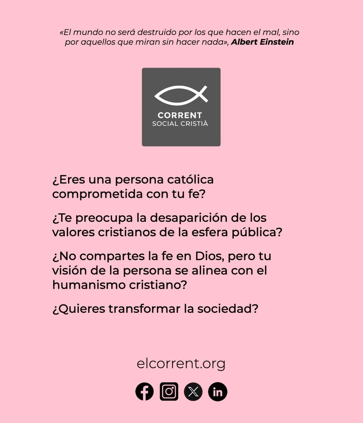 Cartel publicitario de la Corriente Social Cristiana, que convoca a asociarse y al acto del 3 de febrero