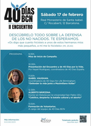 Cartel del II Encuentro 40 Días Barcelona.