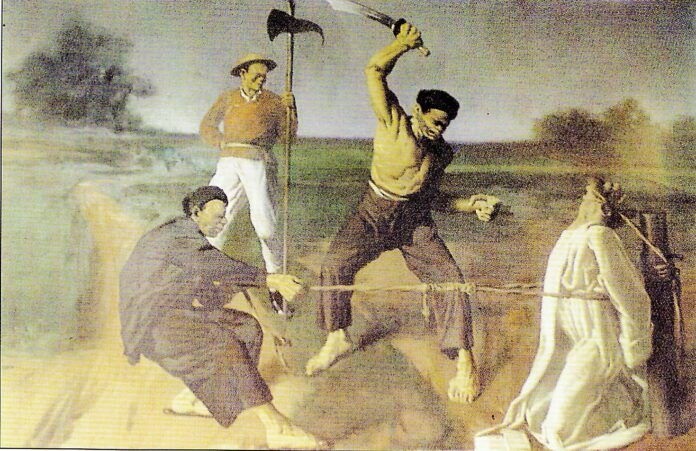 Martirio de San Valentín de san Berriochoa en Vietnam en 1861. Cuadro expuesto en el convento de los dominicos de Ocaña (Toledo)
