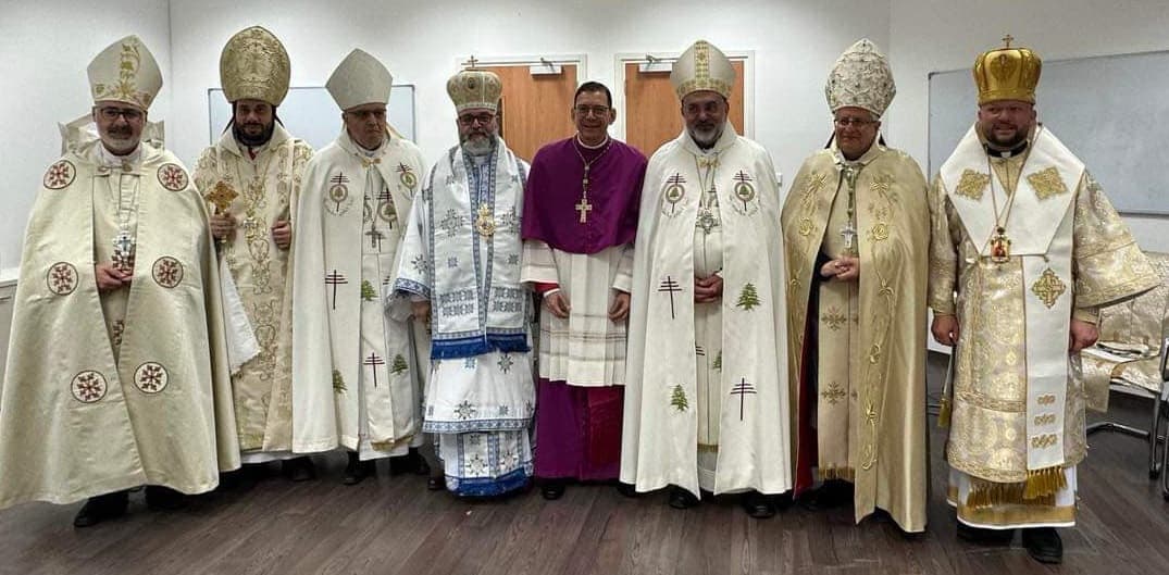 Obispos católicos de distintos ritos con Bruno Varriano, nuevo obispo auxiliar de Jerusalén encargado de la isla de Chipre