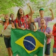 Un grupo de peregrinos brasileños